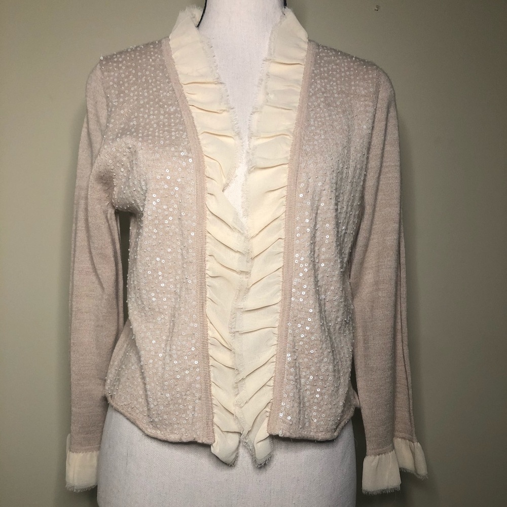 Vintage beaded shrug with chiffon accents